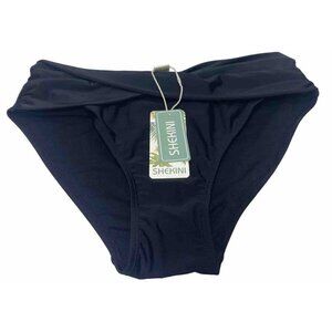 Women's Black Shekini Bottom Size Medium Hipset Bathing Suit, Brand New w Tags